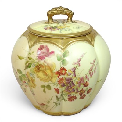 Lot 43 - A Royal Worcester blush ivory porcelain pot...