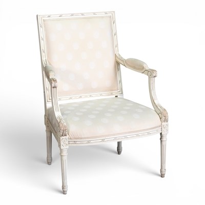 Lot 387 - A French style cream painted upholstered open...