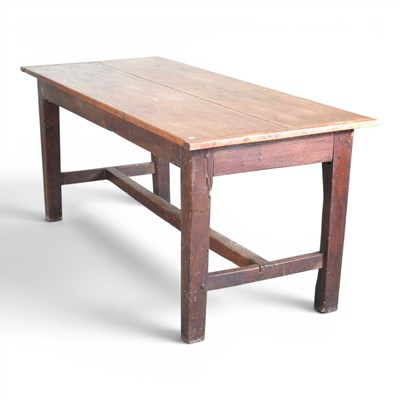 Lot 524 - An antique oak refectory dining table, with a...
