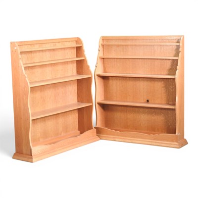 Lot 298 - A pair of modern light oak graduated five tier...