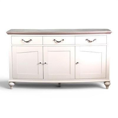 Lot 223 - A modern painted bow front sideboard, with a...