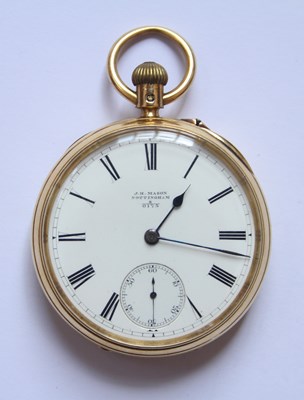 Lot 23 - An 18 carat gold cased keyless wind open faced...