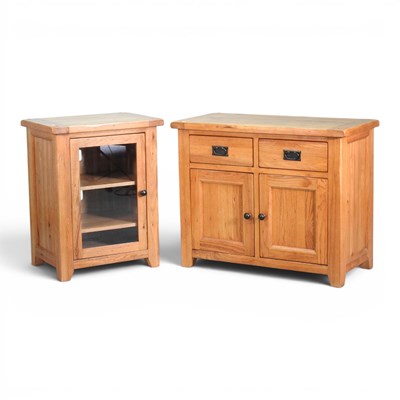 Lot 347 - A modern oak side cabinet, 99cm wide, together...
