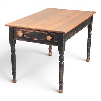 Lot 334 - An antique and later pine dining table, with a...