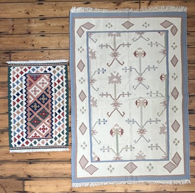 Lot 532 - Two Kelim flatweave rugs, largest 185cm x...