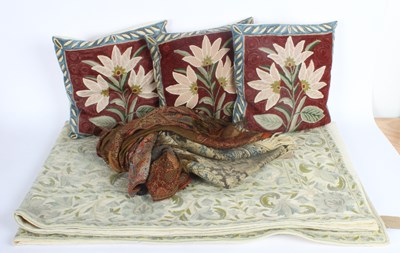 Lot 674 - Three Crewel Work Cushions with Crewel Work...