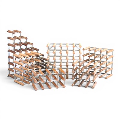 Lot 444 - A collection of various wine racks, largest...