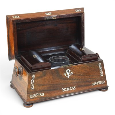 Lot 100 - A late Regency rosewood and mother of pearl...