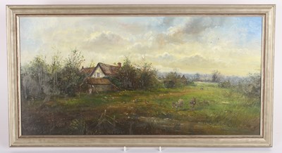 Lot 307 - John Mace (British, b.1940), farm scene, oil...
