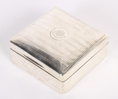 Lot 78 - A military silver table cigarette box, London,...