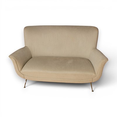 Lot 476 - A mid-century grey two-seater cocktail sofa,...
