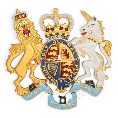 Lot 183 - A painted cast iron coat of arms, H:5cm W:5cm...