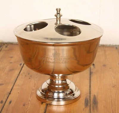 Lot 832 - A plated metal four bottle Champagne cooler, H:...
