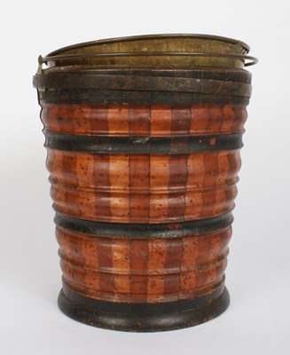 Lot 365 - An antique Dutch wood and ebonised peat bucket,...