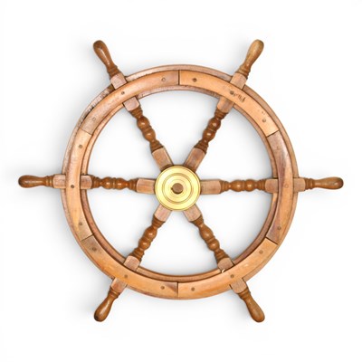 Lot 185 - A wooden ship's wheel