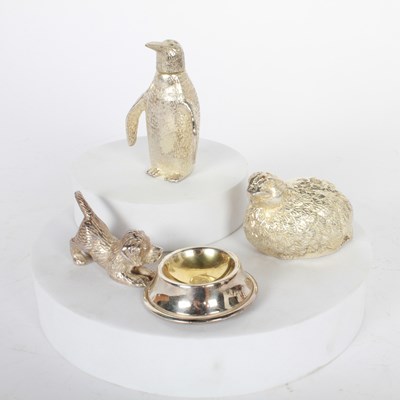 Lot 81 - Three silver plated animal salts