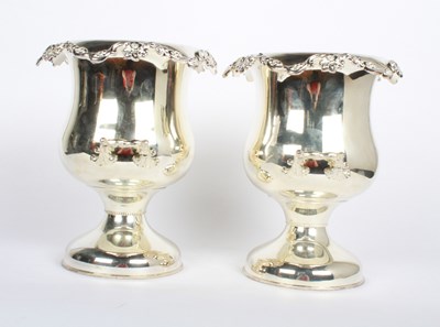 Lot 46 - A pair of silver plated wine coolers, each in...