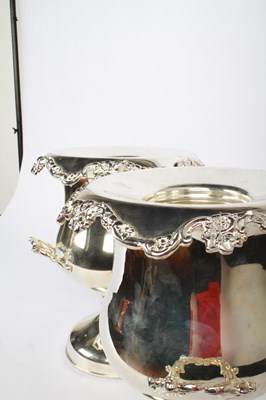 Lot 46 - A pair of silver plated wine coolers, each in...