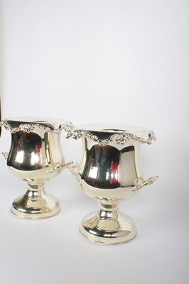 Lot 46 - A pair of silver plated wine coolers, each in...