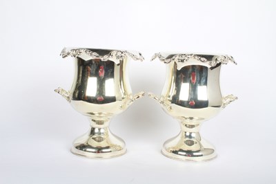 Lot 46 - A pair of silver plated wine coolers, each in...