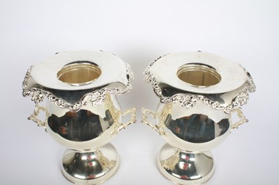 Lot 46 - A pair of silver plated wine coolers, each in...