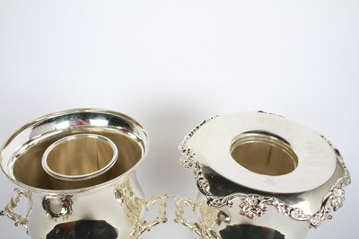 Lot 46 - A pair of silver plated wine coolers, each in...