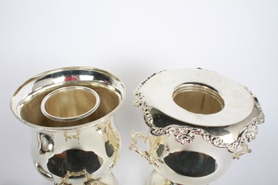 Lot 46 - A pair of silver plated wine coolers, each in...