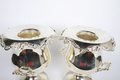 Lot 46 - A pair of silver plated wine coolers, each in...