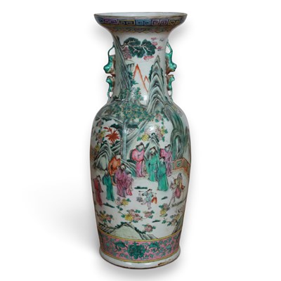 Lot 240 - A Chinese Canton porcelain vase, enamel...