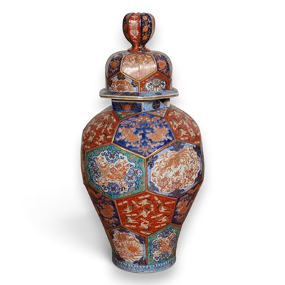 Lot 239 - A Japanese Imari porcelain jar and cover, of...