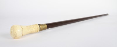 Lot 280 - A walking stick, with a carved bone handle