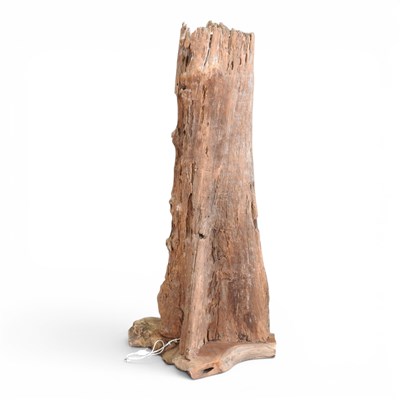 Lot 571 - An Eastern rustic wooden standard lamp, in the...