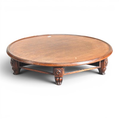 Lot 218 - A Victorian oak lazy susan, of circular shape,...