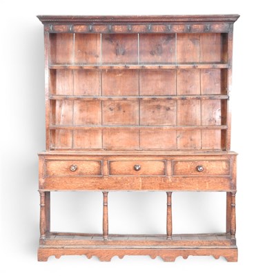 Lot 37 - A 19th century oak dresser, with a boarded...
