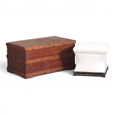 Lot 423 - A Victorian cream upholstered ottoman, 46cm...