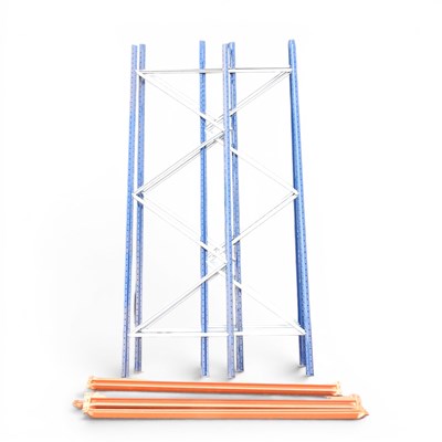 Lot 653 - A large metal rack, 310cm high