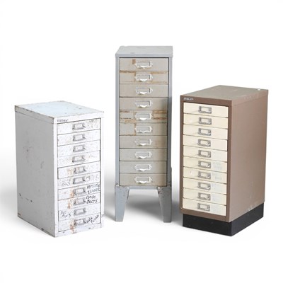 Lot 293 - A metal filing cabinet, 26cm wide, together...