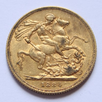 Lot 19 - A Victorian gold sovereign, dated 1884