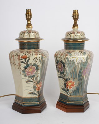 Lot 114 - A pair of Chinese porcelain table lamps