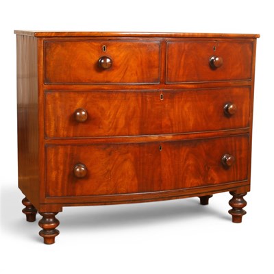 Lot 499 - A Victorian mahogany bowfront chest of drawers,...