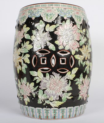 Lot 145 - A Chinese famille noir porcelain garden stool...