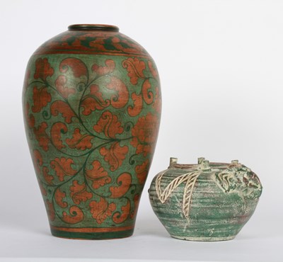 Lot 148 - Two Asian jars, including a green glazed...