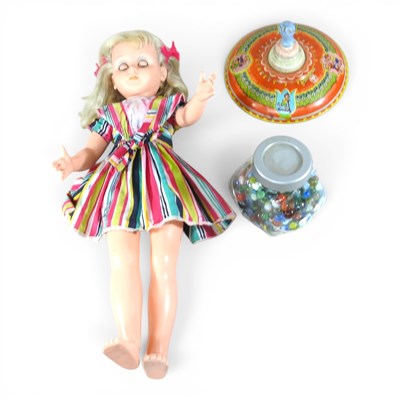 Lot 288 - A doll, together with a spinning top and a...