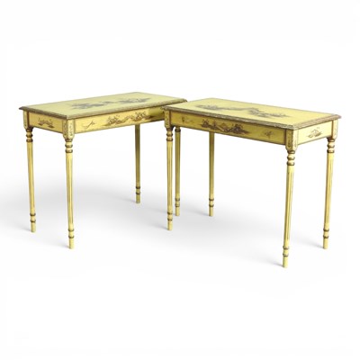 Lot 473 - A pair of chinoiserie painted side tables,...