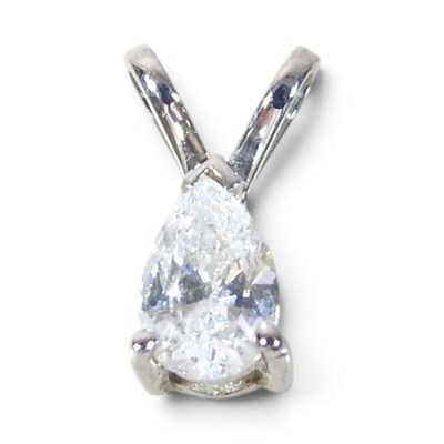 Lot 66 - A pear shaped diamond pendant, approximately 0....