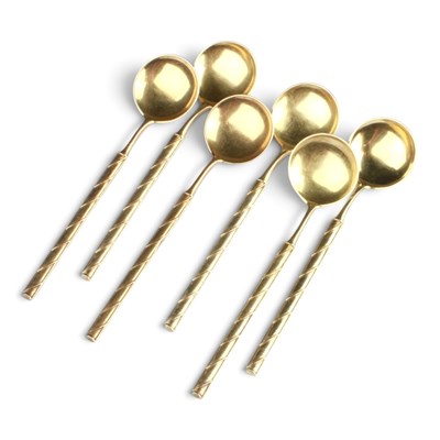 Lot 701 - A set of six Norwegian silver gilt coffee...