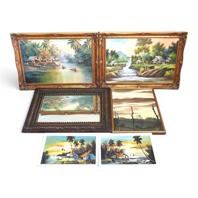 Lot 687 - Thai school, 20th century, oil on canvas river...