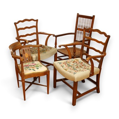 Lot 728 - Four various mahogany dining chairs