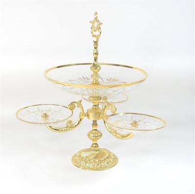 Lot 34 - An ornate ormolu and glass epergne