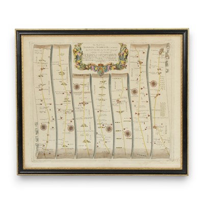 Lot 528 - John Ogilby, a road map from London to Norwich,...